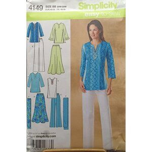 UNCUT Simplicity 4149 Womens Tunic Pants & Scarf Sewing Pattern Size BB 20W-28W